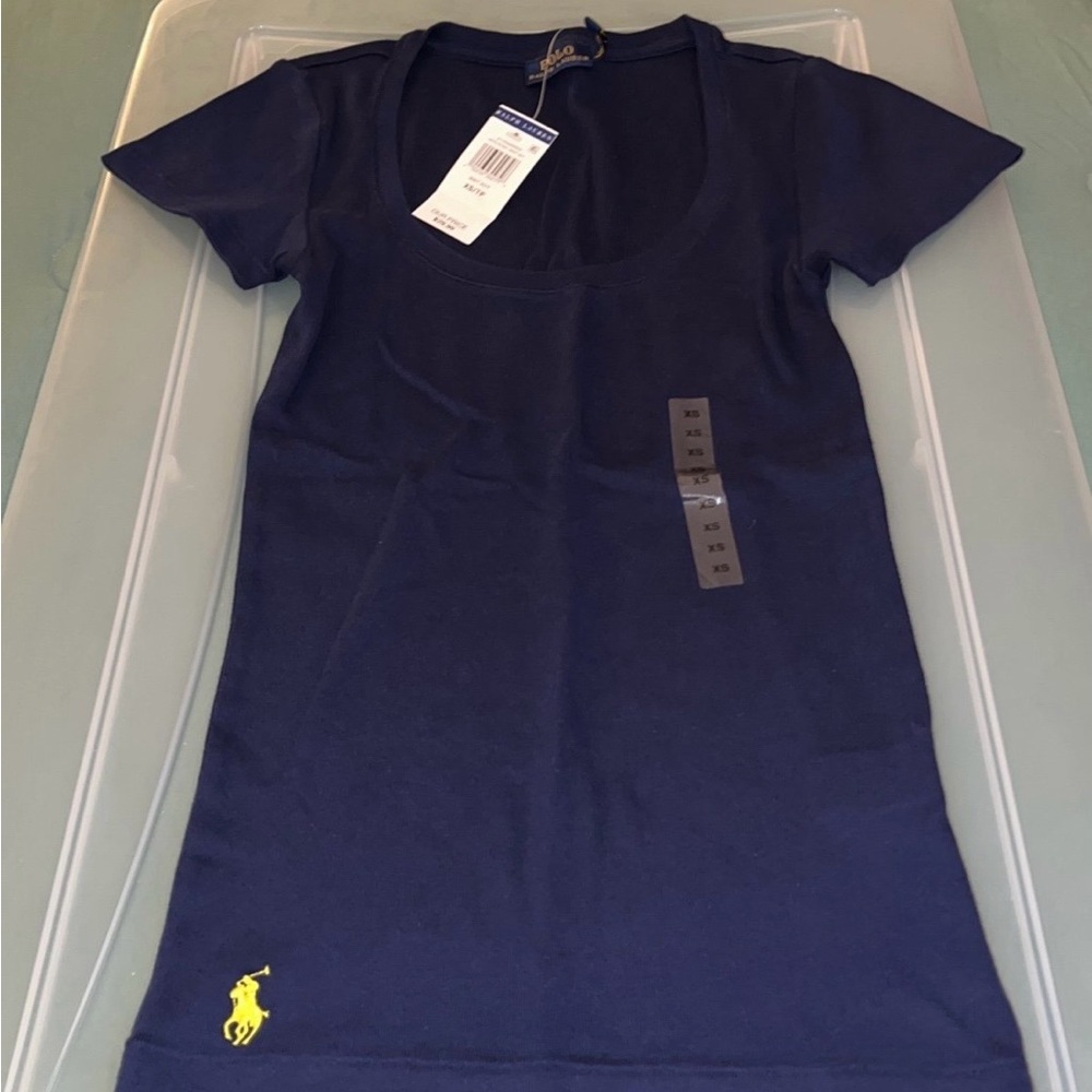 Ralph Lauren Polo Navy Tee with Yellow Accents - Picture 5 of 5